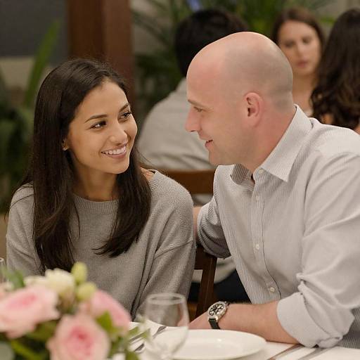 Warm Moment: Smiling Couple at Table
