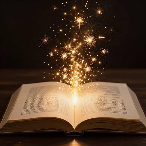 Magical Open Book with Golden Sparks