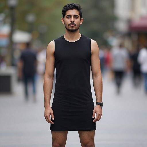 Stylish Male Solo in Black Dress