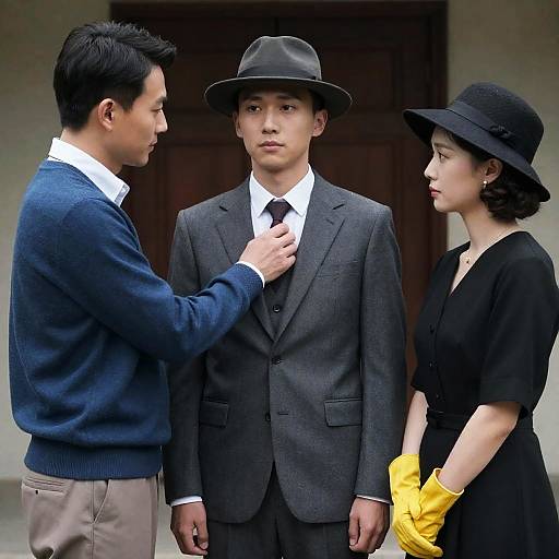 Vintage Scene with Intriguing Expressions