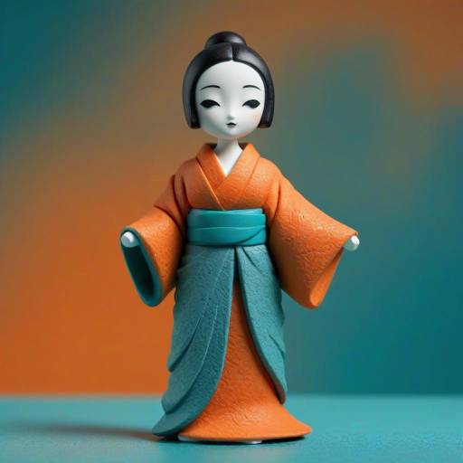 Minimalist Figurine in Textured Kimono