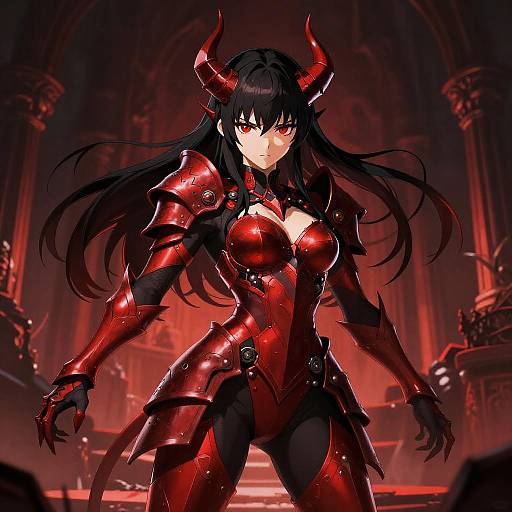 Red Demon Girl Anime Warrior