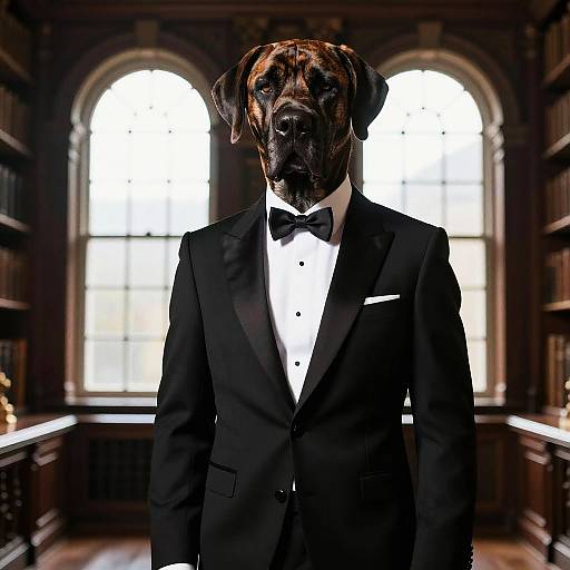 Regal Great Dane in Historic Library