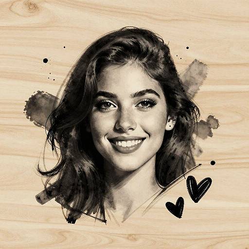 Monochrome Smiling Woman Sketch