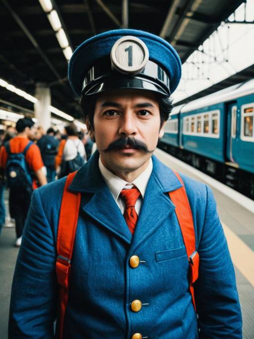 Man in Thomas Train Conductor Costume Cosplay