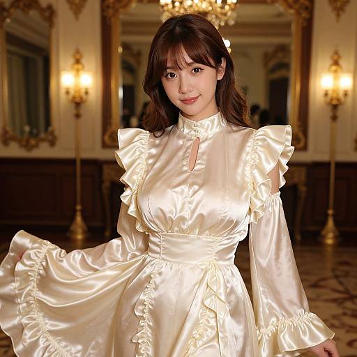 Elegant Woman in Satin Dress