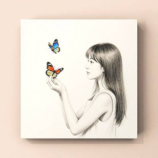 Elegant Colored Pencil Butterfly Sketch