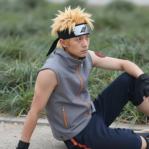 Intense Young Man in Nature