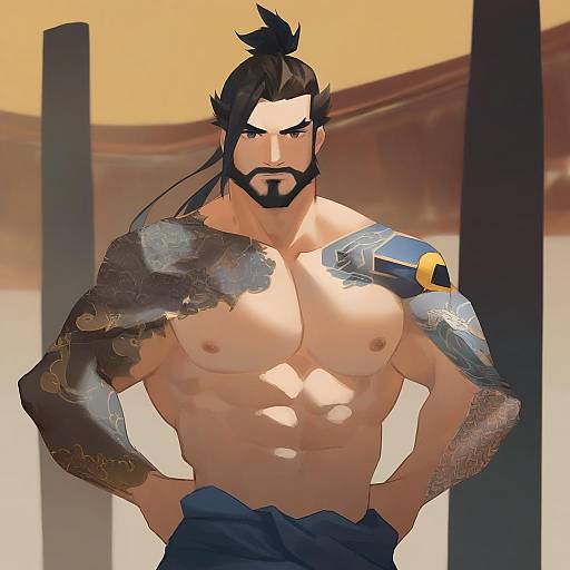 Illustration of Hanzo (overwatch), overwatch in the style of Z.i