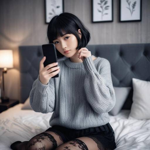 Woman Taking Selfie on Bed