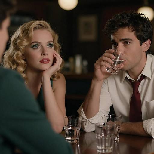 Dimly Lit Bar Scene with Characters