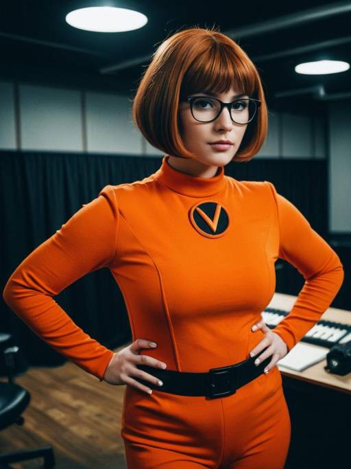 Woman in Velma Costume Cosplay