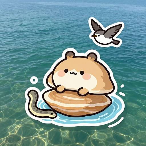 Cute Furry Clam Sticker by the Seaside