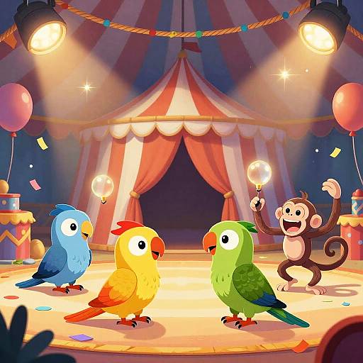 Joyful Circus Scene with Playful Animals