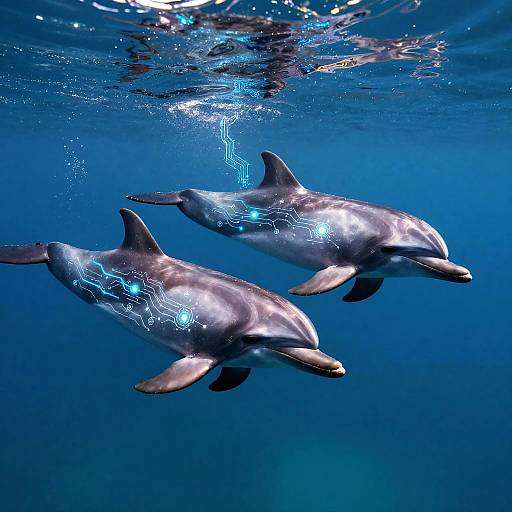 Futuristic Intelligent Dolphins in Ocean