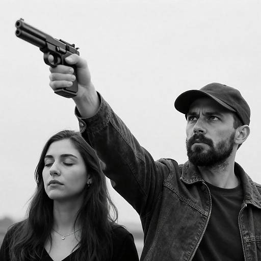 Dramatic Black and White Portrait Scene