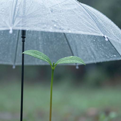 Raindrops on Umbrella with Sprout