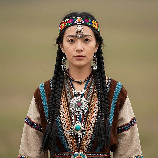 Sioux Woman in Traditional Attire