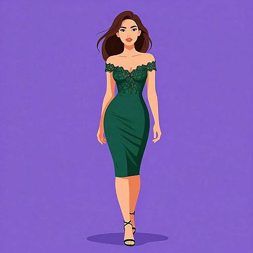 Elegant Woman in Emerald Bodycon Dress