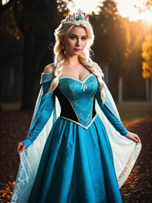 Woman in Queen Elsa Cosplay Costume