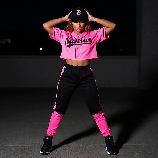 Neon Pink Baseball Street Style