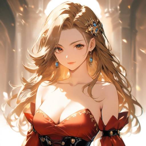 Elegant Solo Character in Red Dress