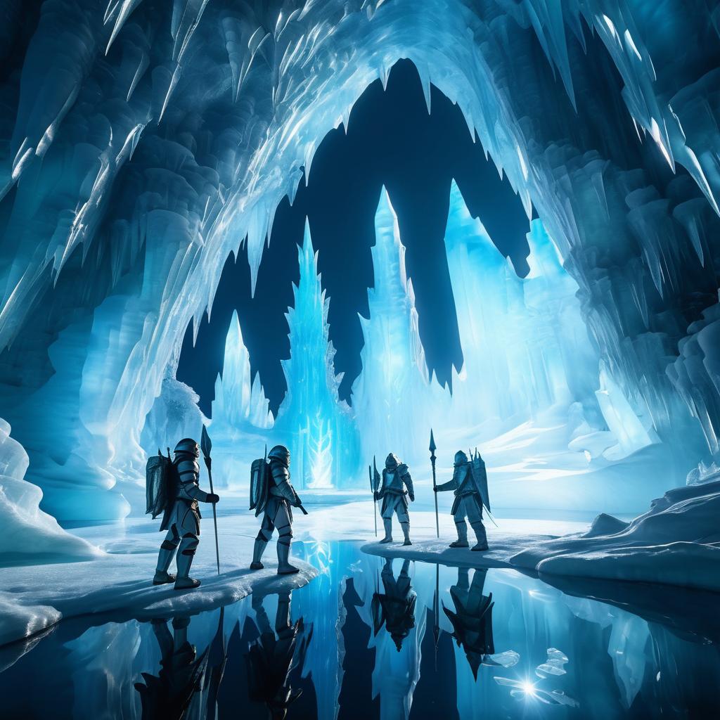 Medieval Explorers in Enchanted Ice Cave