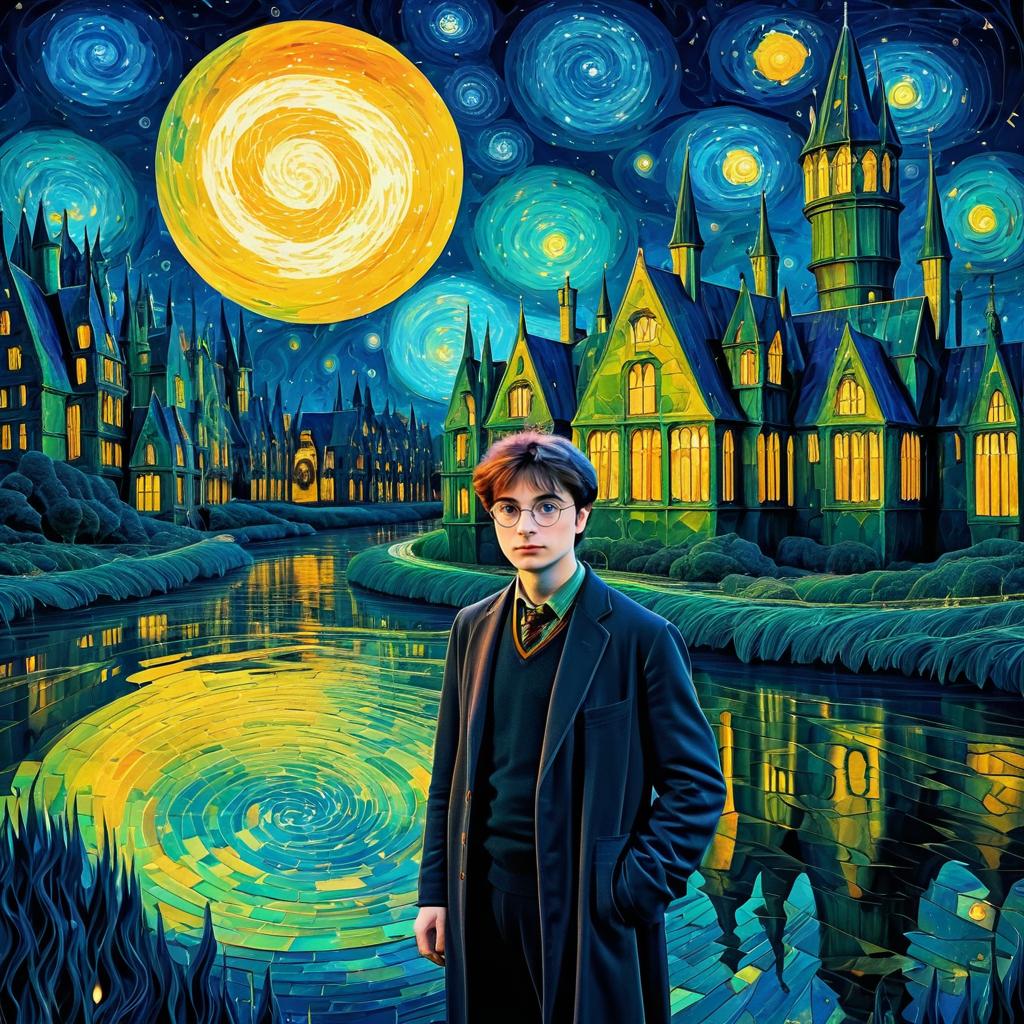 Surreal Harry Potter in Van Gogh Style