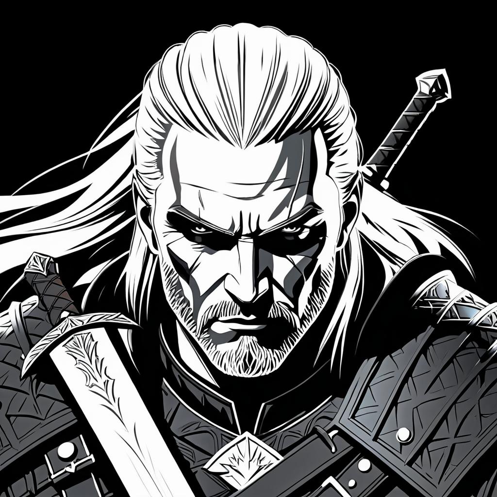 Intense Geralt of Rivia Illustration