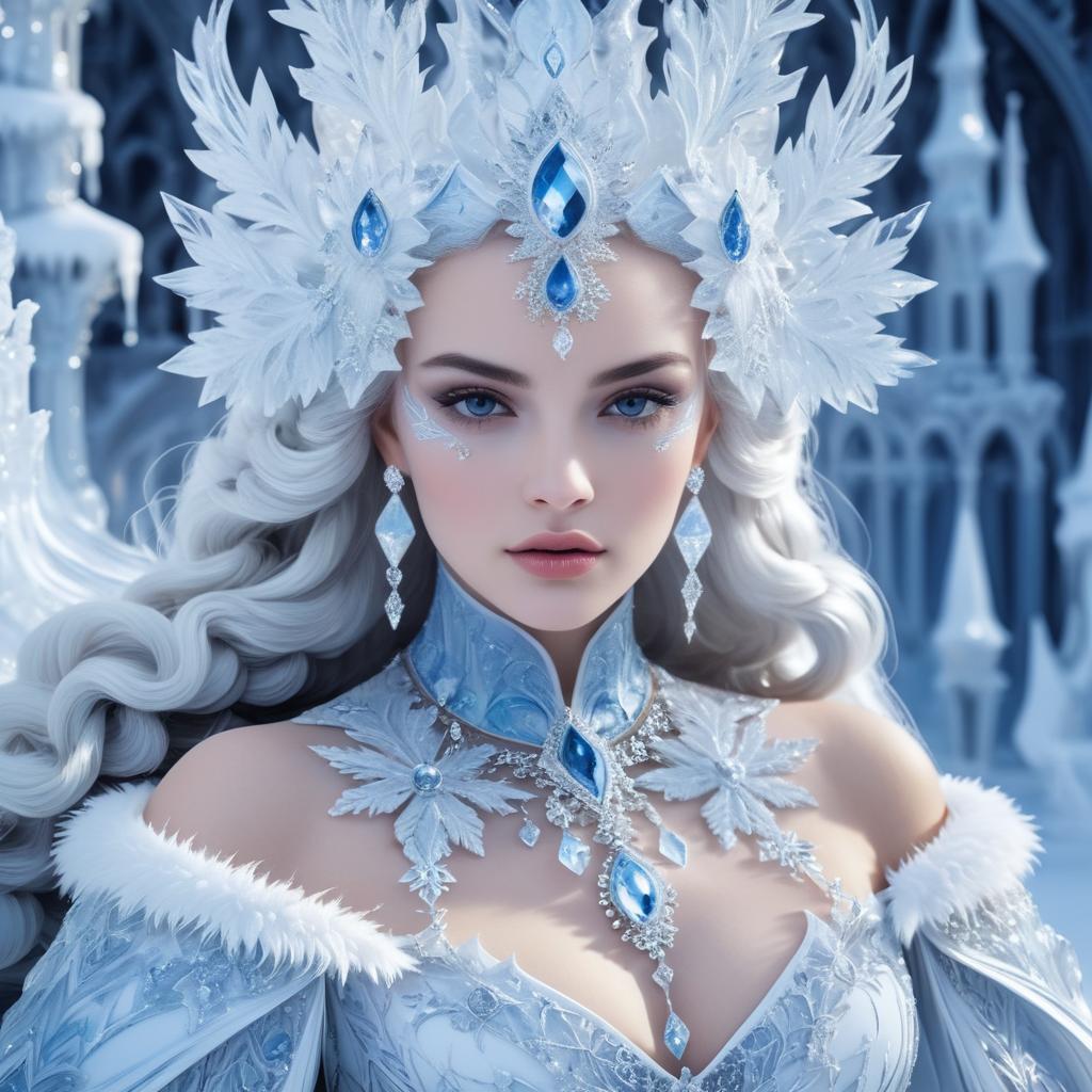 Enchanting Snow Sorceress in Baroque Style