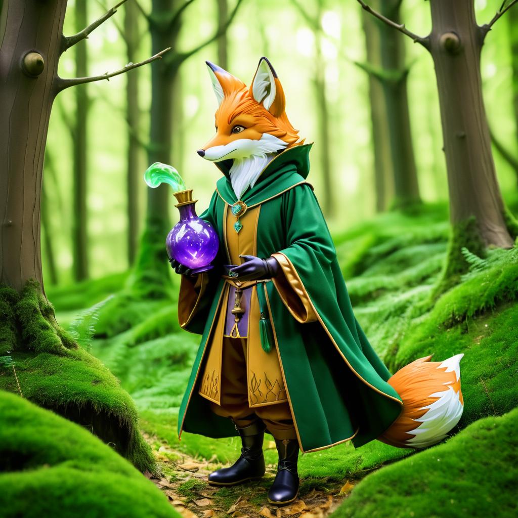 Whimsical Fox Alchemist in Forest