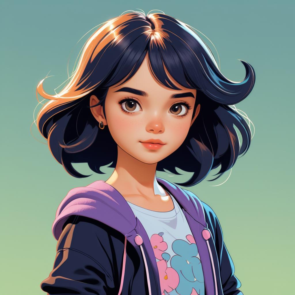 Expressive Young Girl Character Illustration