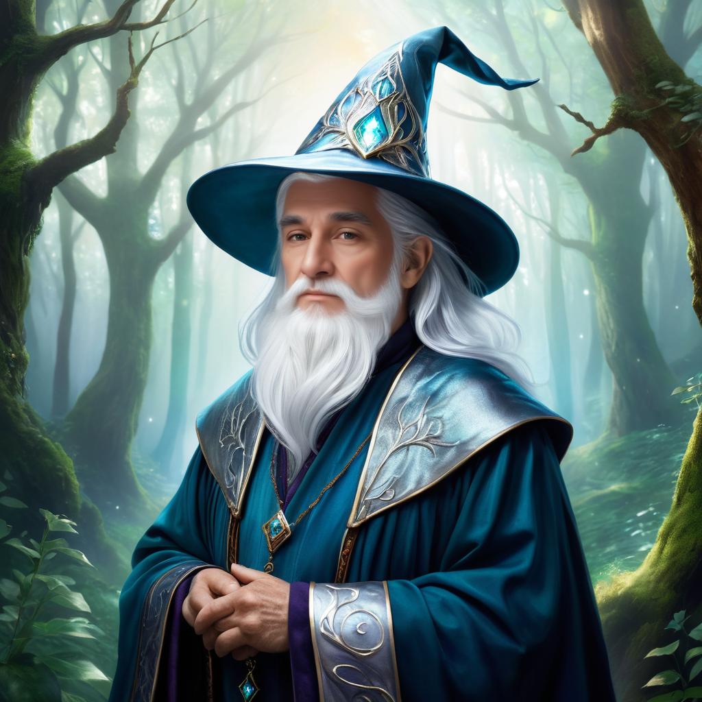 Elderly Wizard in Enchanted Forest