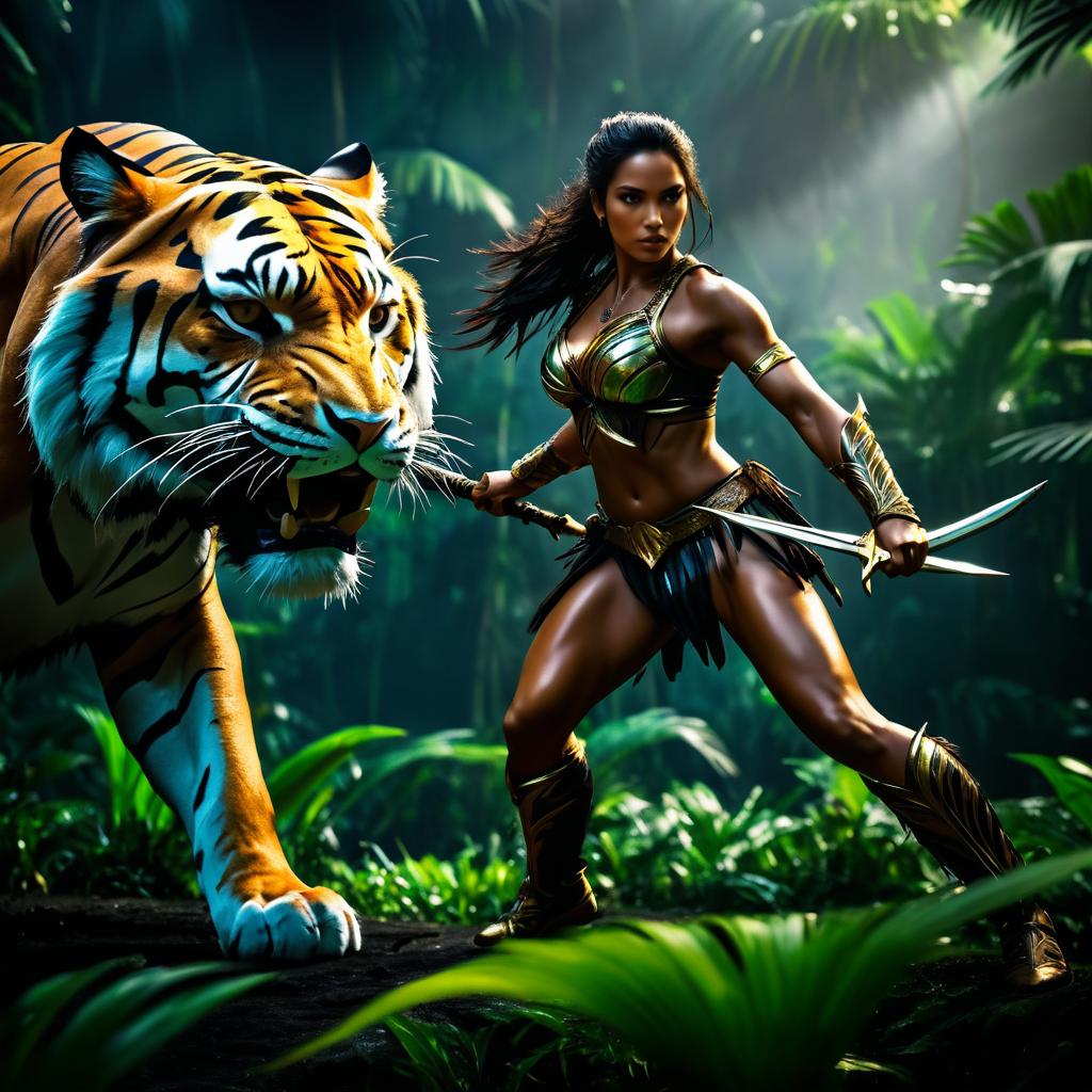 Epic Amazon Warrior vs Jungle Beast Showdown