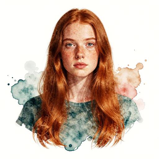 Stylized Freckled Woman Portrait