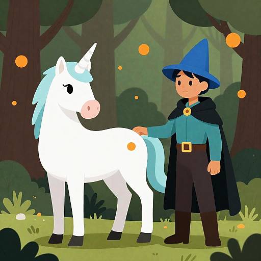 Enchanted Forest with Unicorn and Mystic