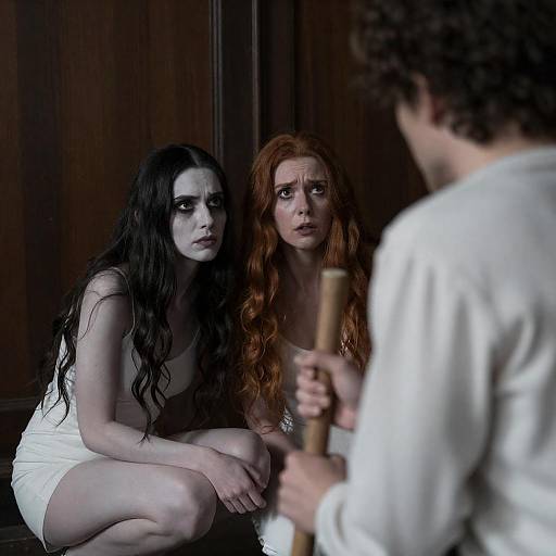 Tense Scene: Women and Man in Foreground