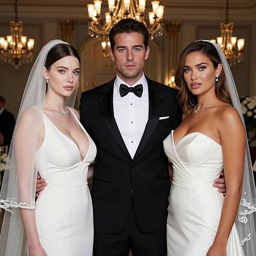 Elegant Wedding Trio Portrait