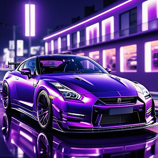 Stunning Purple Nissan GT-R in Vibrant Cityscape Stunning Purple Nissan GT-R in Vibrant Cityscape