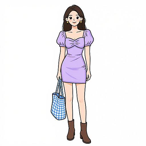Smiling Woman in Lavender Mini Dress