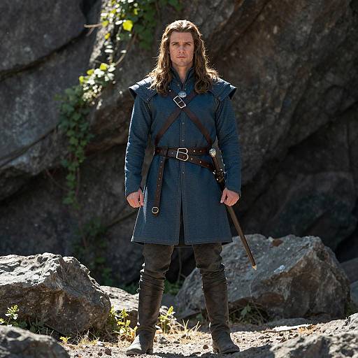Medieval Fantasy Warrior in Blue Tunic