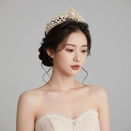 Elegant Bridal Portrait with Pearl Crown