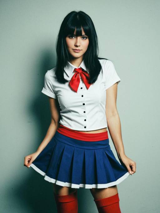 Fashionable Woman in Mini Skirt Cosplay