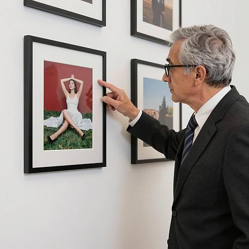 Middle-Aged Man Admiring a Photograph