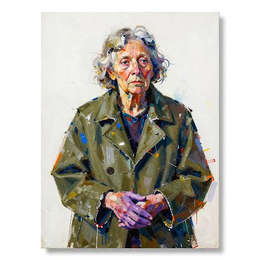Expressionist Portrait of Shattered Elderly Woman