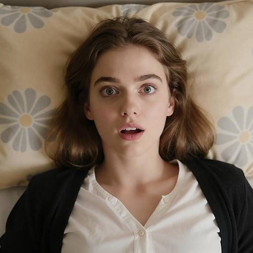 Surprised Young Woman in Floral Setting