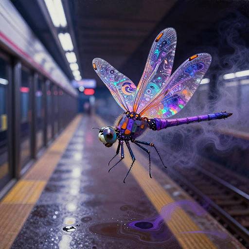 Bio-luminescent Amethyst Dragonfly Dreamscape