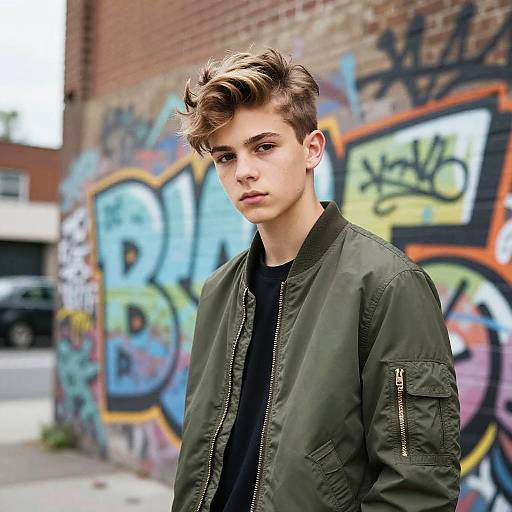 Teen Boy with Bowl Cut Urban Style
