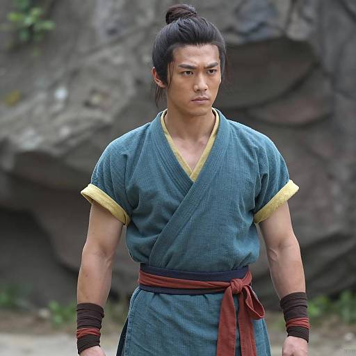 Young Man in Traditional Martial Arts Outfit