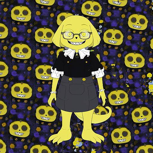 Illustration of Alphys, undertale in the style of Ittla